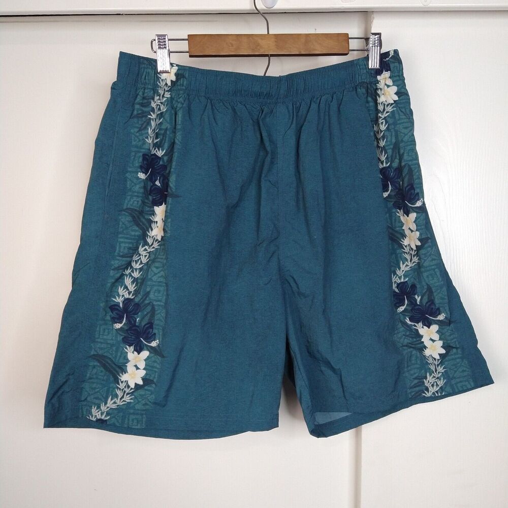 Croft & Barrow Sport Hawaiian Tropical Floral Swim Trunks Mens Size L Green